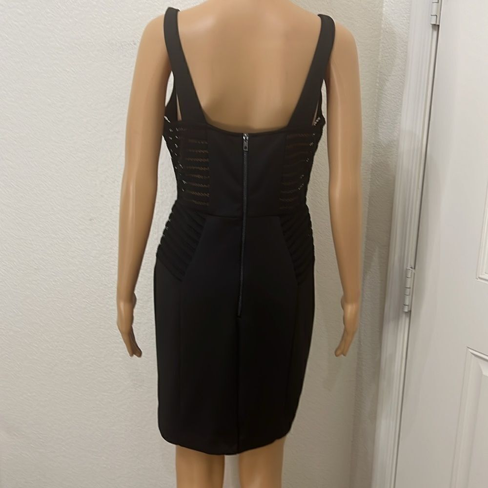 Metaphor Dress Sz Black Scoop Neck Sleeveless Mini Slimming Cutouts Zipper Back - Picture 6 of 11